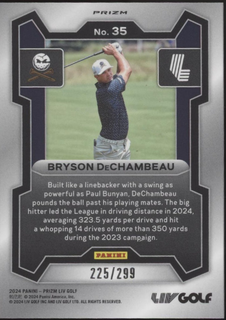Bryson DeChambeau 2024 Panini Prizm LIV Pulsar Prizm 225/299 #35