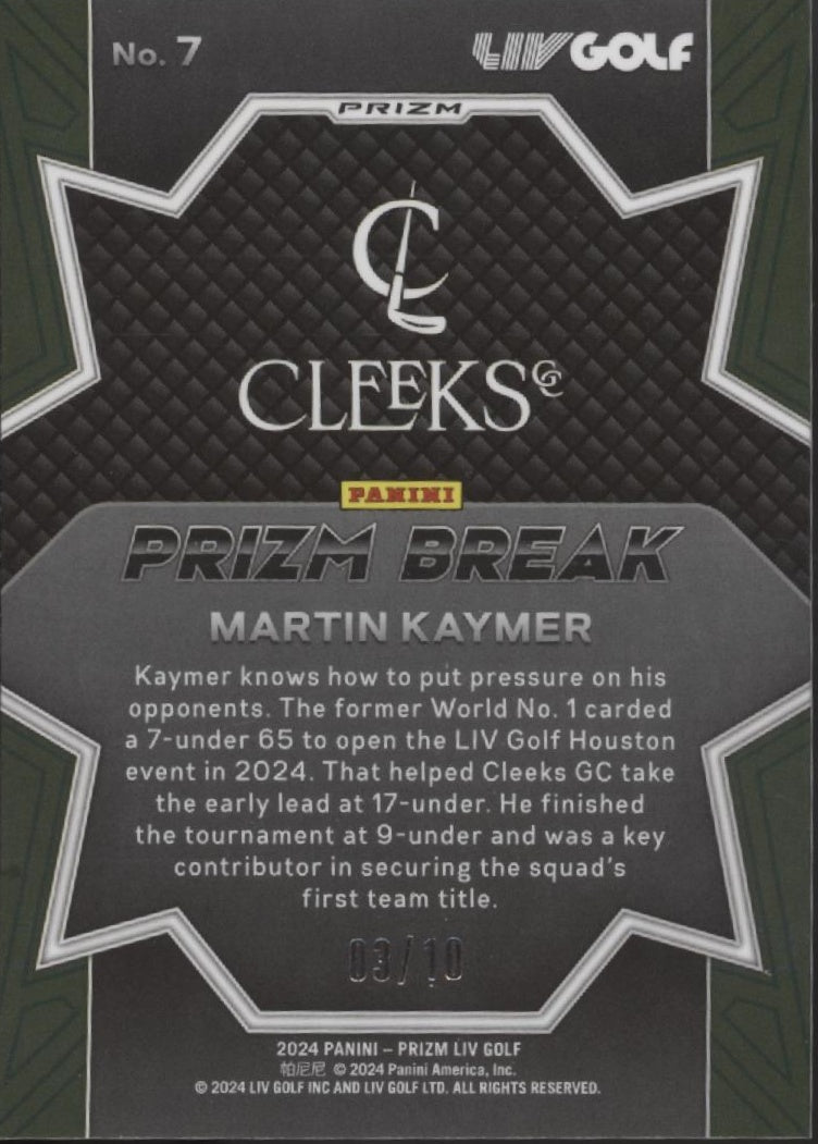 Martin Kaymer 2024 Panini Prizm LIV Prizm Break Gold Prizm 03/10 #7