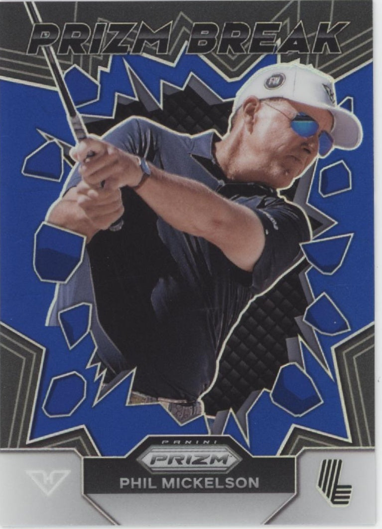 Phil Mickelson 2024 Panini Prizm LIV Prizm Break Blue Prizm 54/99 #5