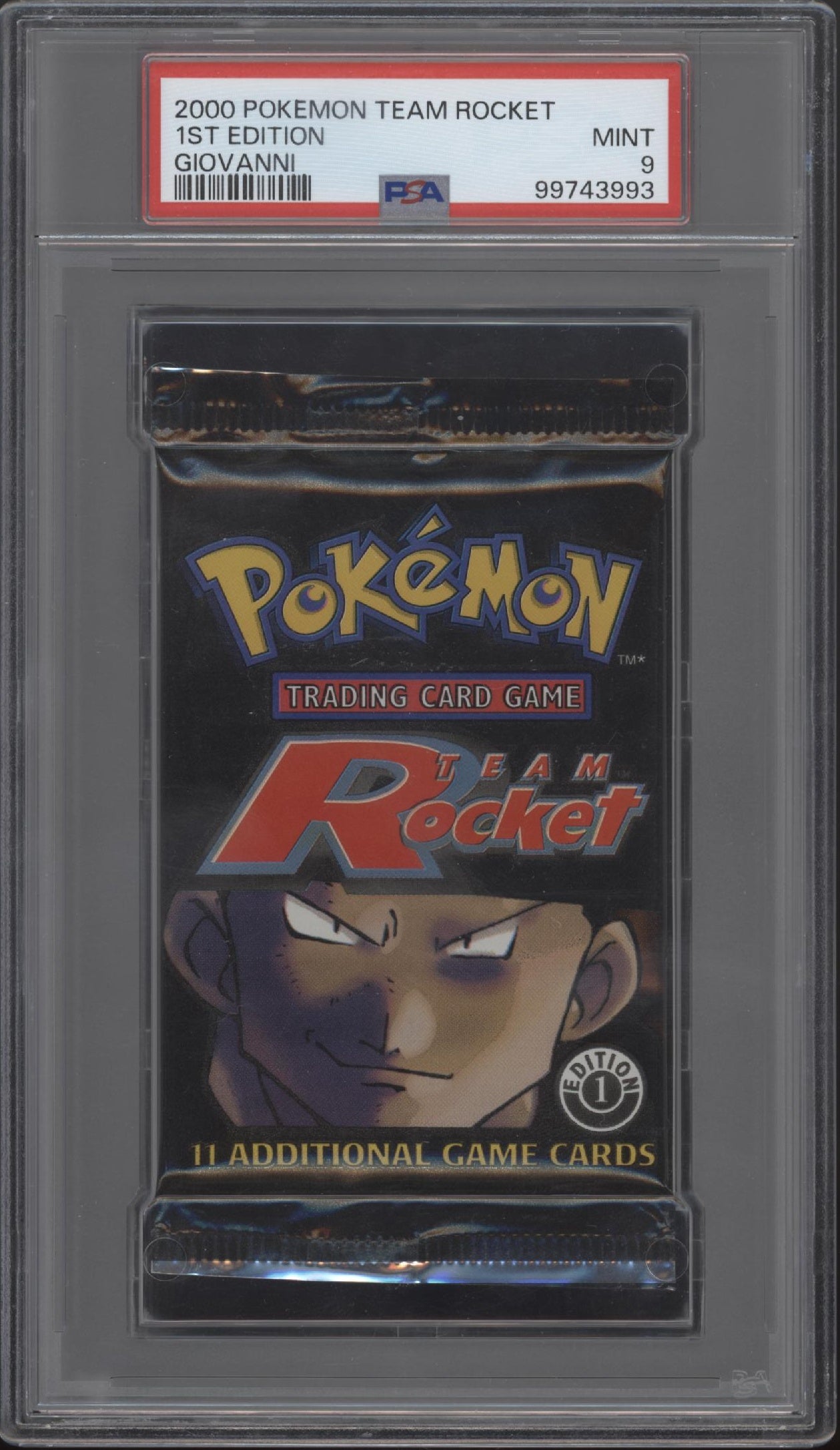 Team Rocket Pokemon 1st Edition Giovanni Booster Pack PSA 9