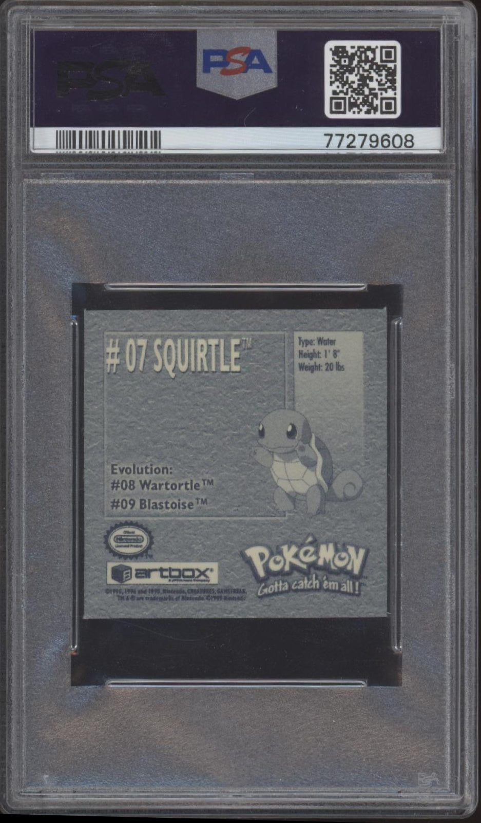Squirtle Pokemon Sticker Series 1 #7 PSA 9
