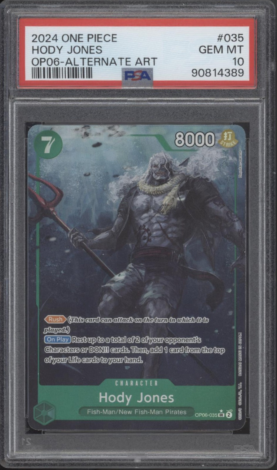 Hody Jones One Piece Card Game Wings of the Captain Alt Art #035 PSA 10