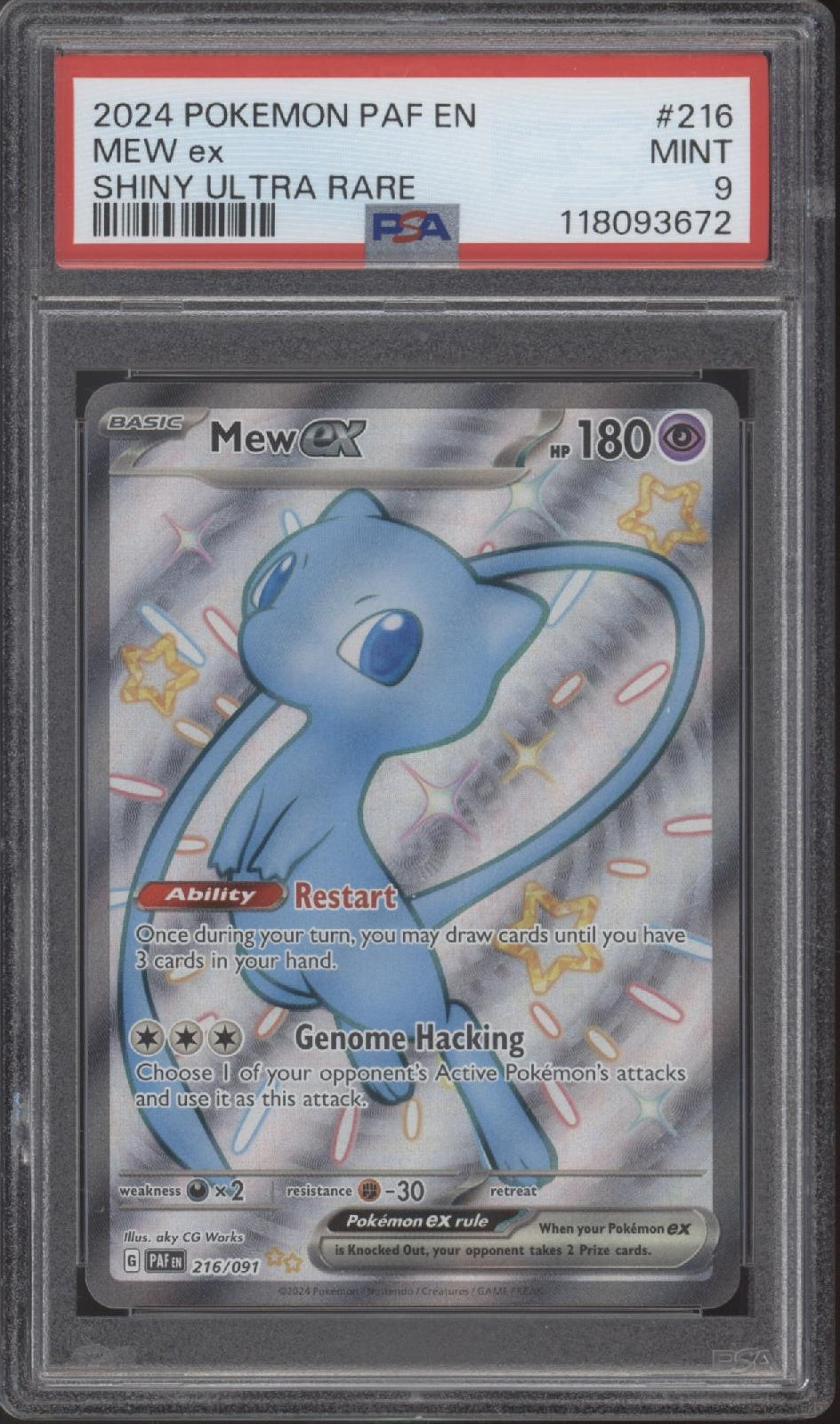 Mew ex Pokemon Paldean Fates Shiny Ultra Rare #216 PSA 9 #1