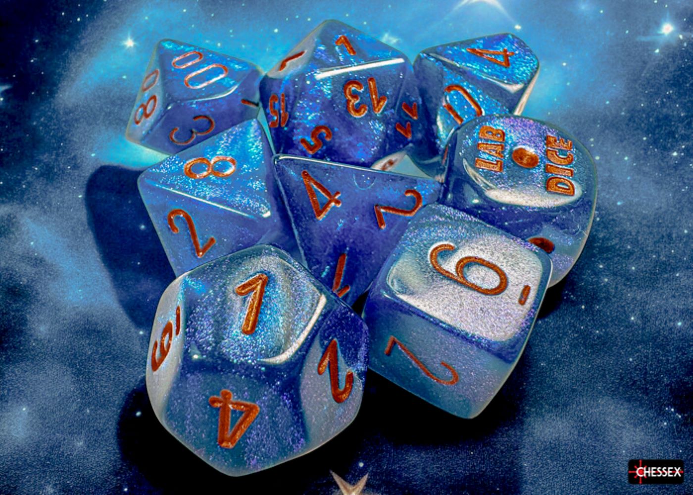 Chessex: Borealis Midnight/Copper 7-Die Set