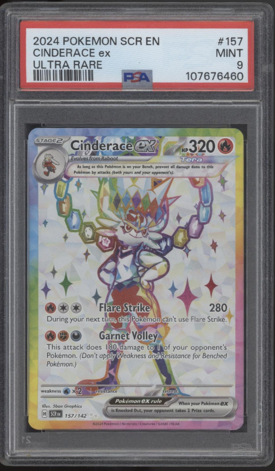 Cinderace ex Pokemon Stellar Crown Ultra Rare #157 PSA 9