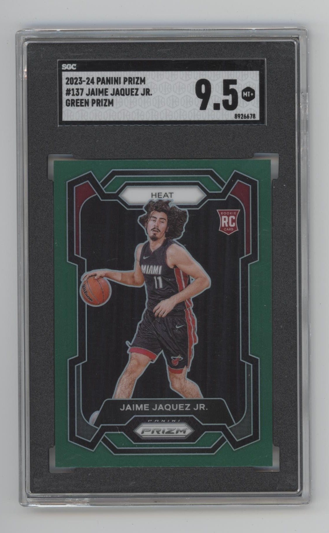 Jaime Jaquez 2023-24 Panini Prizm Green Prizm RC #137 SGC 9.5