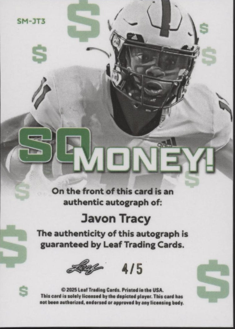 Javon Tracy 2025 Leaf Metal So Money! Mojo Refractor Auto 4/5#SM-JT3