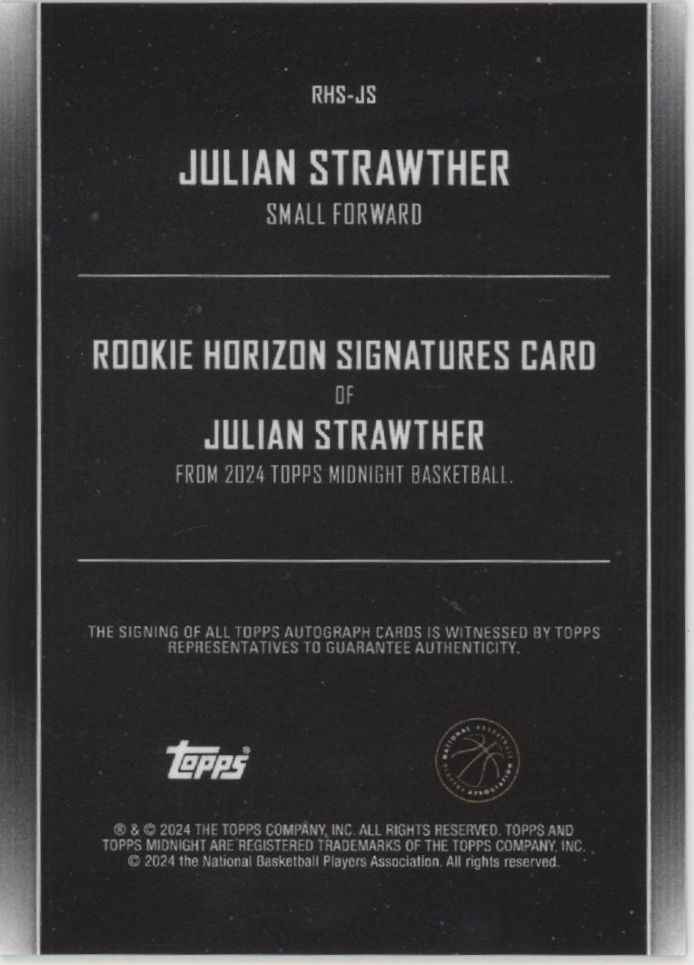 Julian Strawther 2024 Topps Midnight Horizon Signatures RC Auto #RHS-JS