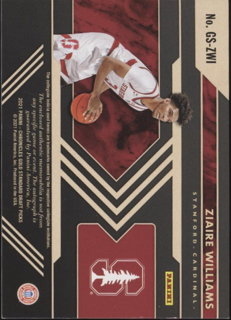 Ziaire Williams 2021 Chronicles Gold Standard Draft Picks Swatch RC Auto 99/99