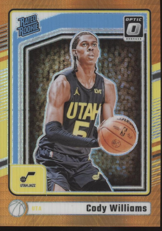 Cody Williams 2024-25 Donruss Optic Rated Rookie Orange Hyper Prizm RC 212/99