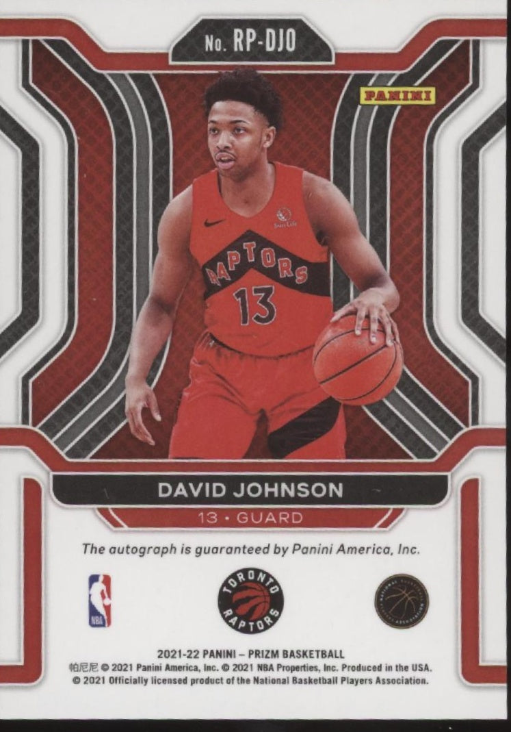David Johnson 2021-22 Panini Prizm Penmanship RC Auto #RP-DJO