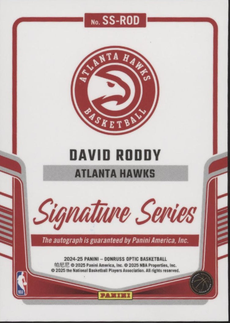 David Roddy 2024-25 Panini Donruss Optic Signature Series Auto #SS-ROD