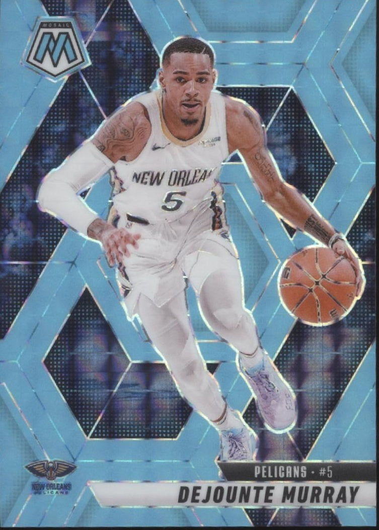 Dejounte Murray 2024-25 Panini Mosaic Blue Fluorescent Prizm 20/75 #82