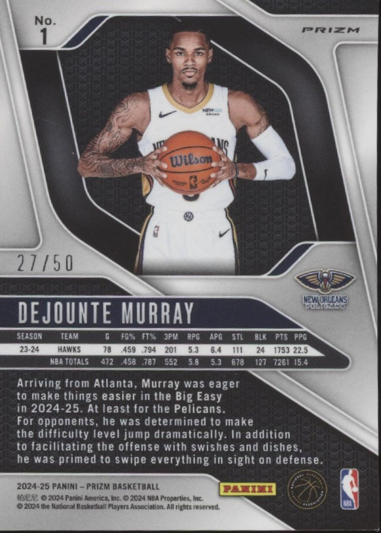 Dejounte Murray 2024-25 Panini Prizm Pink Fast Break Prizm 27/50 #1