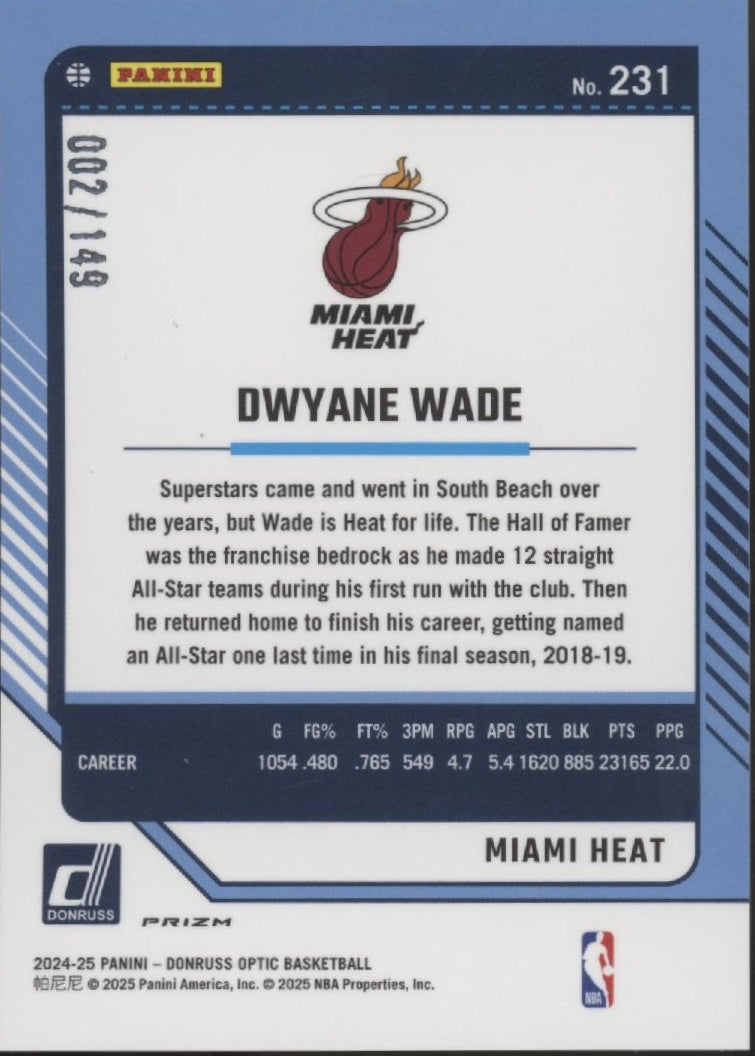 Dwyane Wade 2024-25 Panini Donruss Optic Legends Green Shock Prizm 002/149 #231