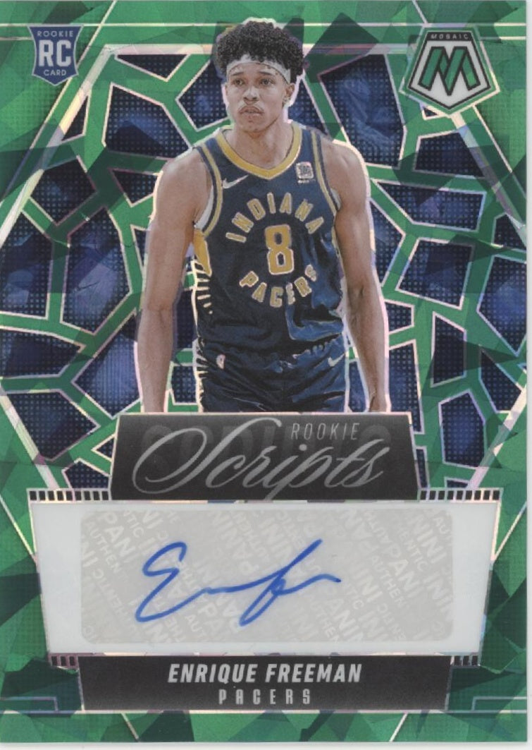 Enrique Freeman 2024-25 Mosaic Rookie Scripts Green Ice Prizm RC Auto #RS-FRE