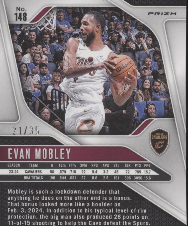 Evan Mobley 2024-25 Panini Prizm Purple Pulsar Prizm 21/35 #148