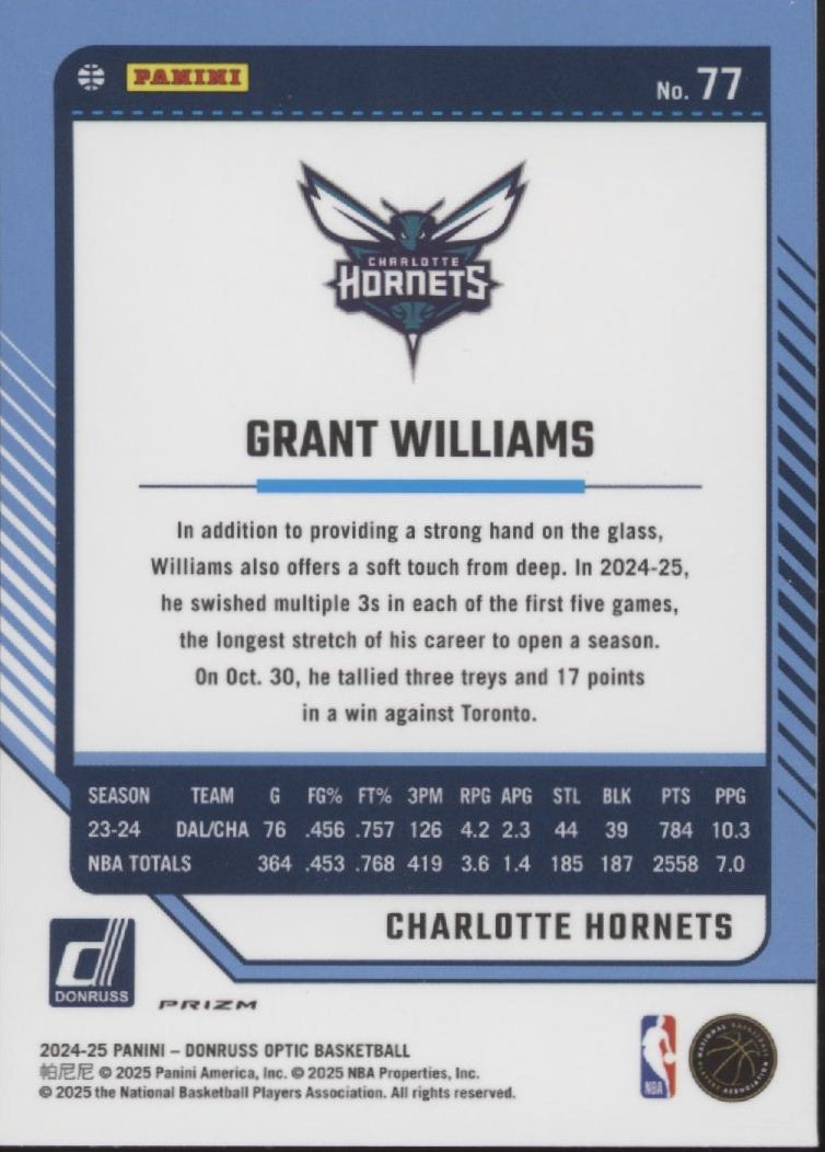 Grant Williams 2024-25 Panini Donruss Optic Xfractor Prizm #77