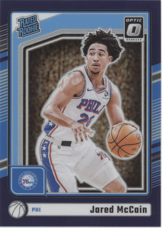 Jared McCain 2024-25 Panini Donruss Optic Rated Rookie Purple Prizm RC #270