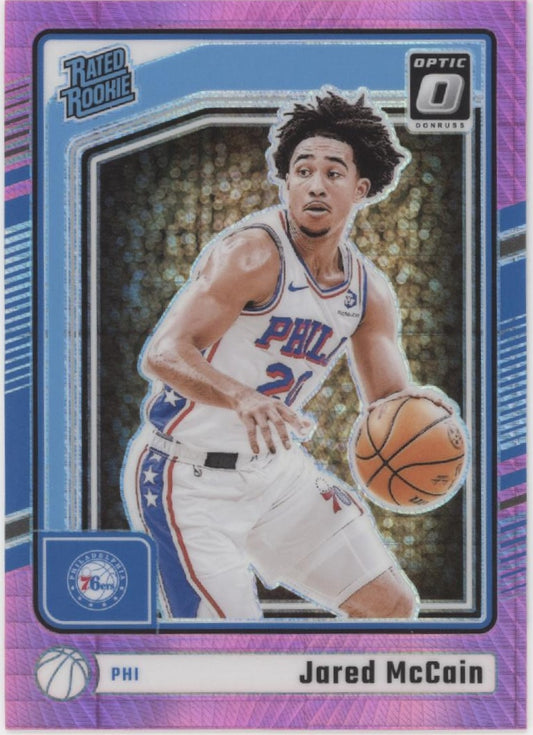 Jared McCain 2024-25 Panini Donruss Optic Rated Rookie Pink Hyper Prizm RC #270