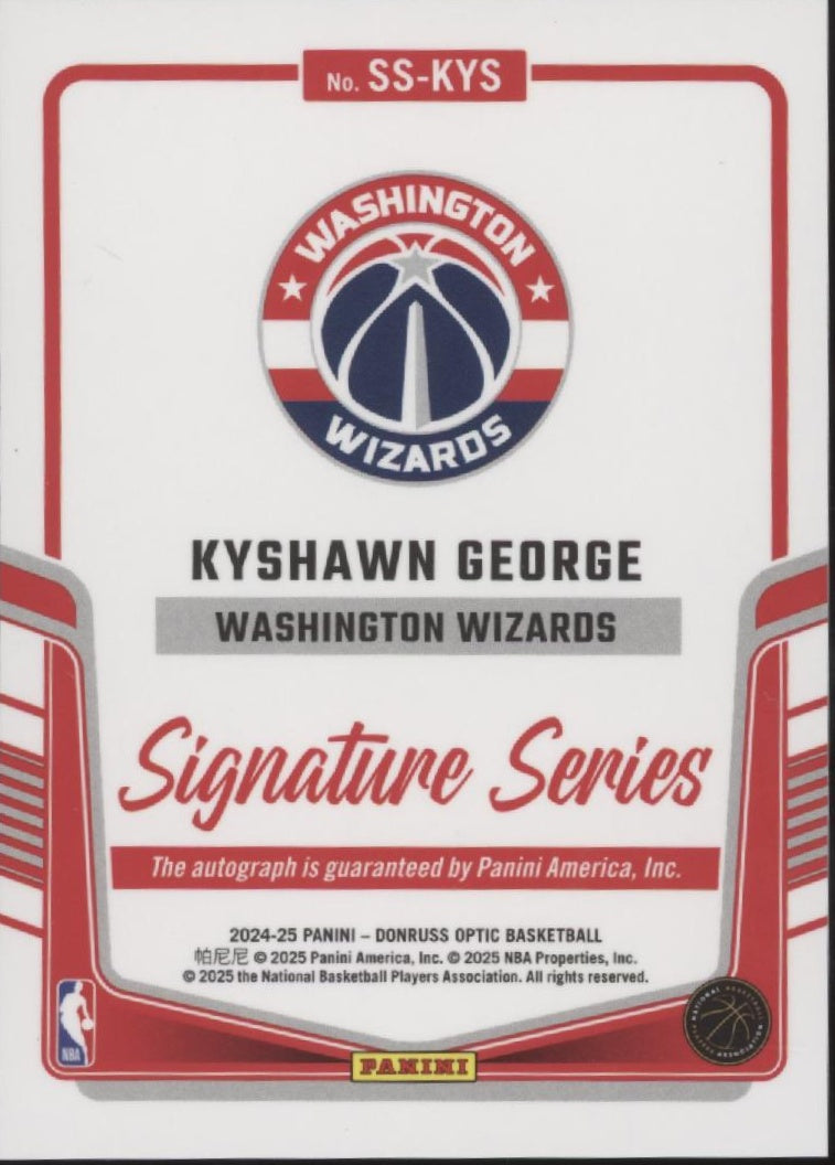 Kyshawn George 2024-25 Panini Donruss Optic Signature Series RC Auto #SS-KYS