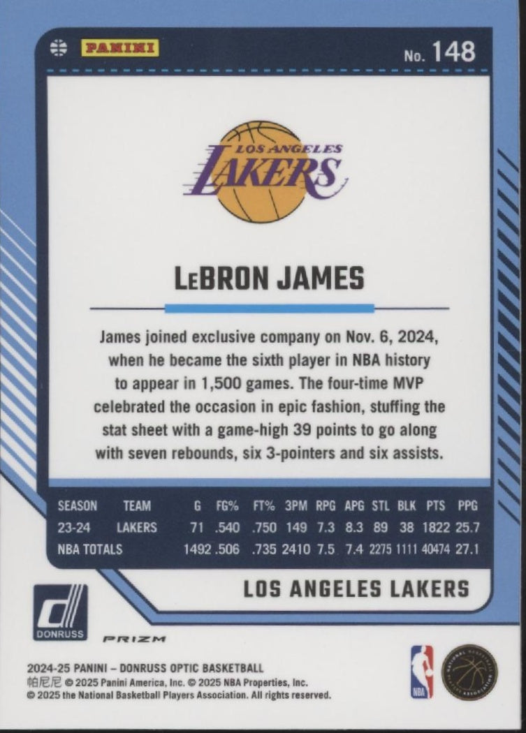 LeBron James 2024-25 Panini Donruss Optic Purple Shock Prizm #148 #1