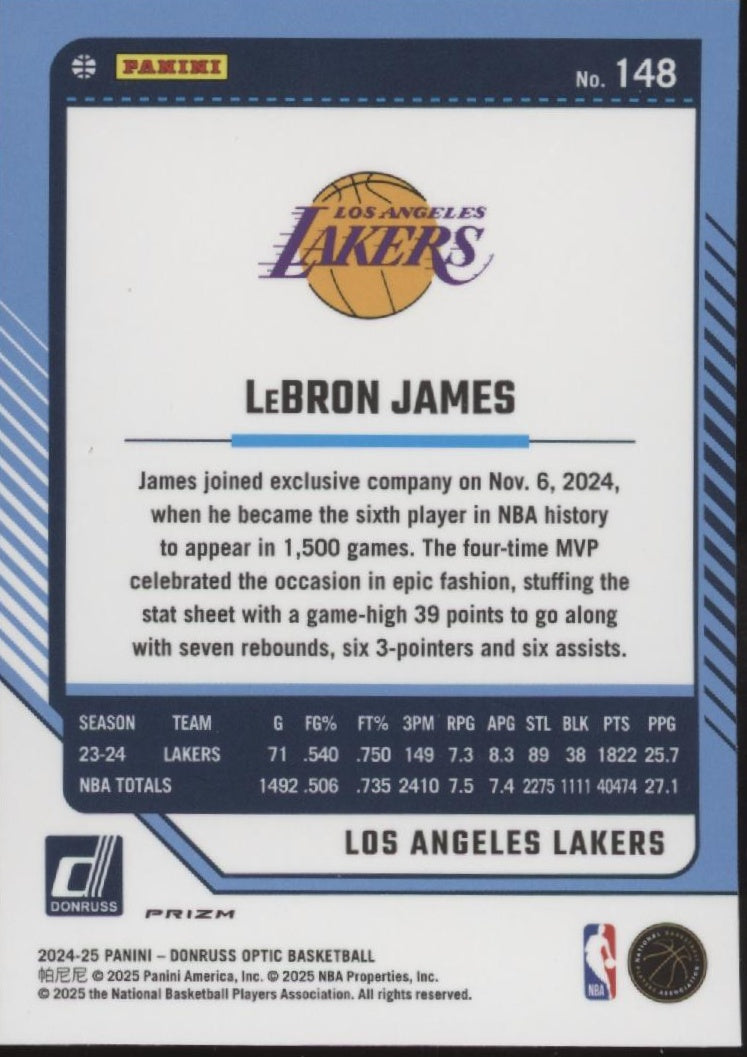 LeBron James 2024-25 Panini Donruss Optic Purple Shock Prizm #148 #2