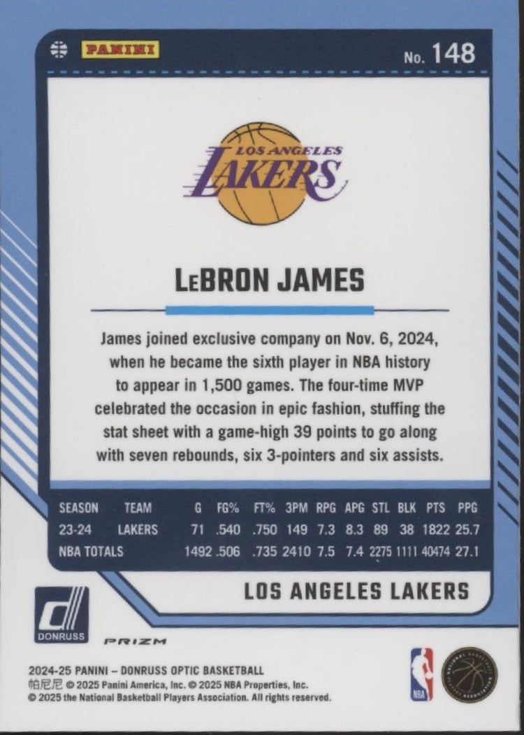 LeBron James 2024-25 Panini Donruss Optic Pink Hyper Prizm #148
