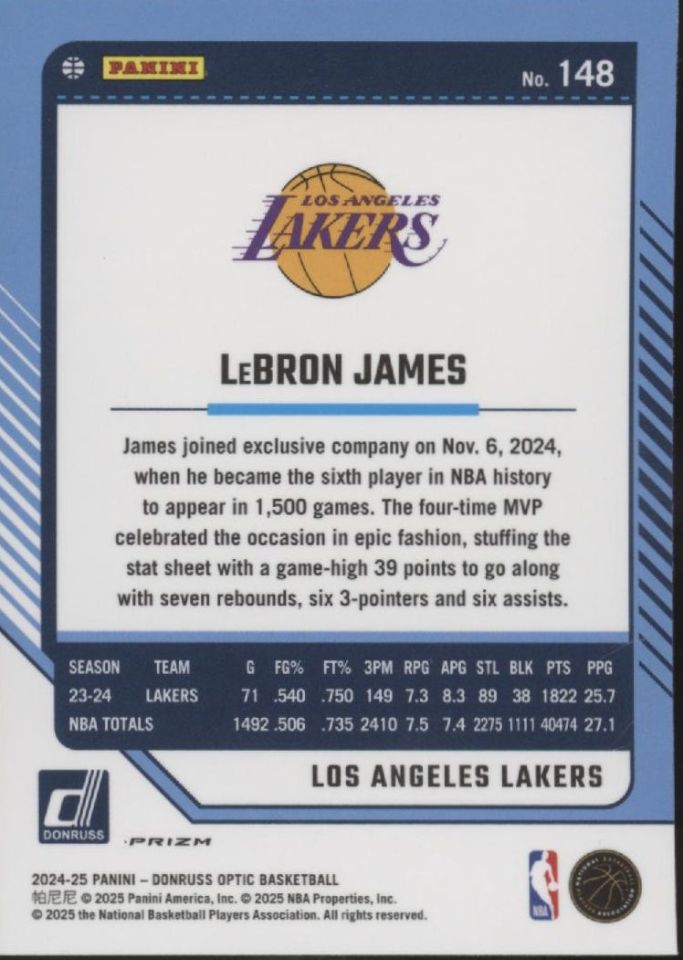 LeBron James 2024-25 Panini Donruss Optic Purple Prizm #148