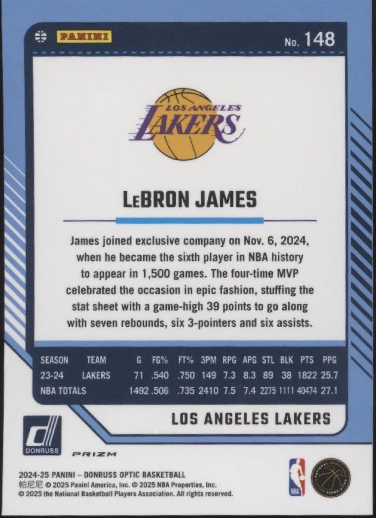 LeBron James 2024-25 Panini Donruss Optic Prizm #148