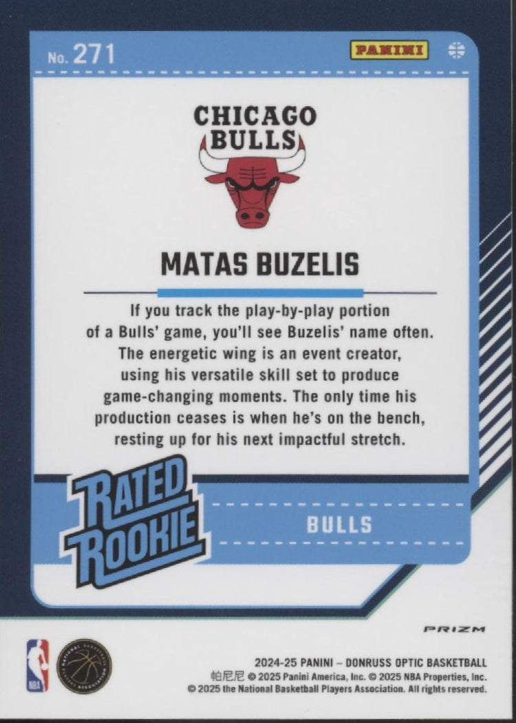 Matas Buzelis 2024-25 Panini Donruss Optic Rated Rookie Prizm RC #271