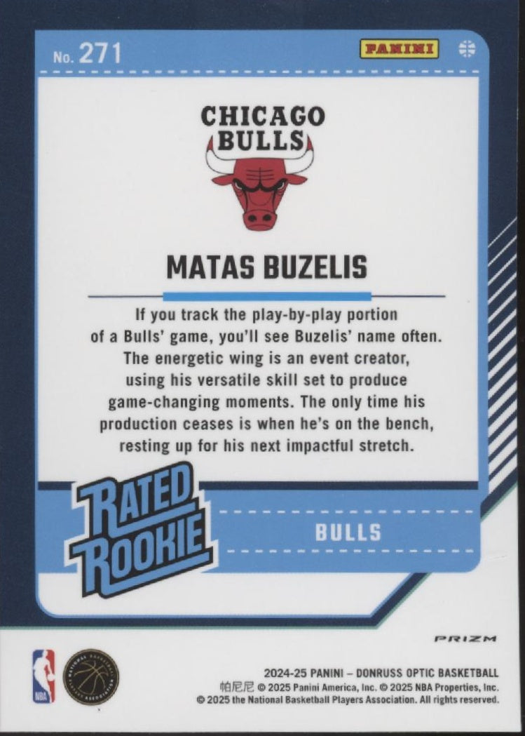Matas Buzelis 2024-25 Panini Donruss Optic Rated Rookie Pink Hyper Prizm RC #271