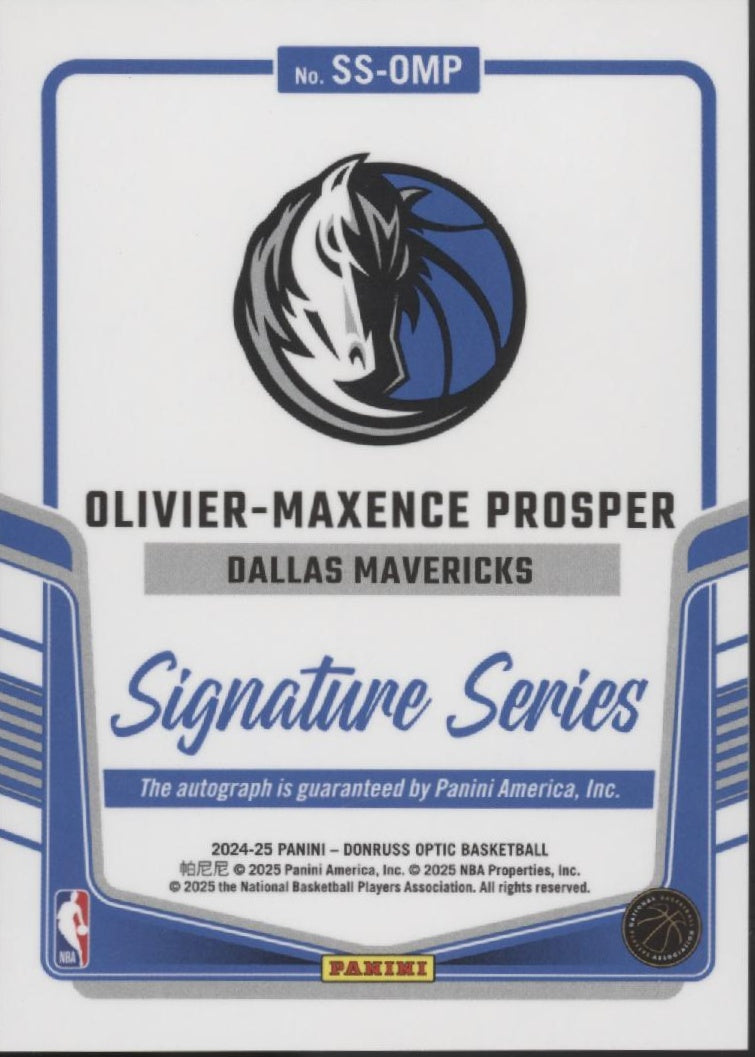 Olivier-Maxence Prosper 2024-25 Panini Donruss Optic Signature Series Auto