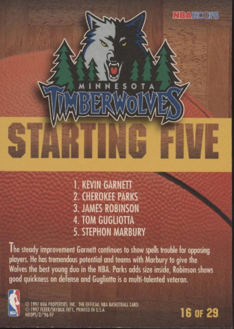 Starting Five 1996-97 Skybox Hoops Kevin Garnett #16