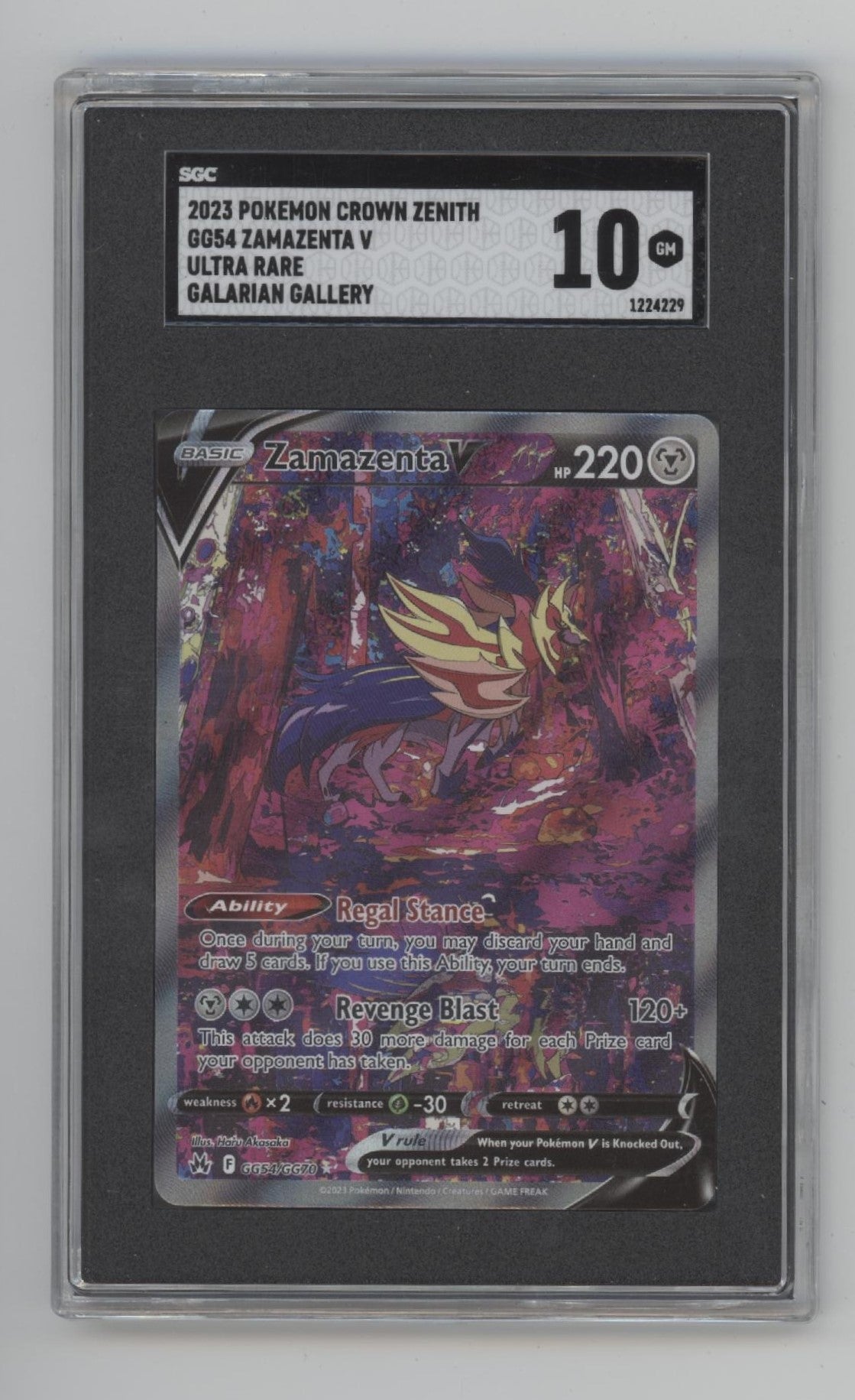 Zamazenta V Pokemon Crown Zenith Galarian Gallery Ultra Rare #GG54 SGC 10
