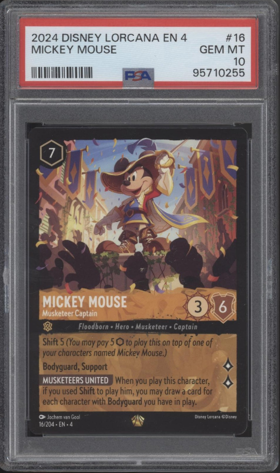 Mickey Mouse Musketeer Captain Disney Lorcana Ursula's Return #16 PSA 10