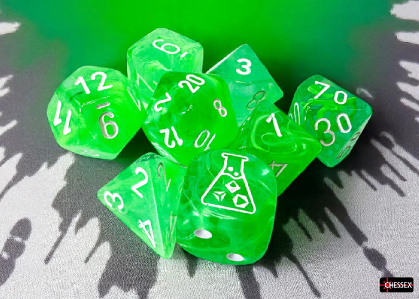 Chessex: Nebula Gelatinous/White Polyhedral 7-Dice Set