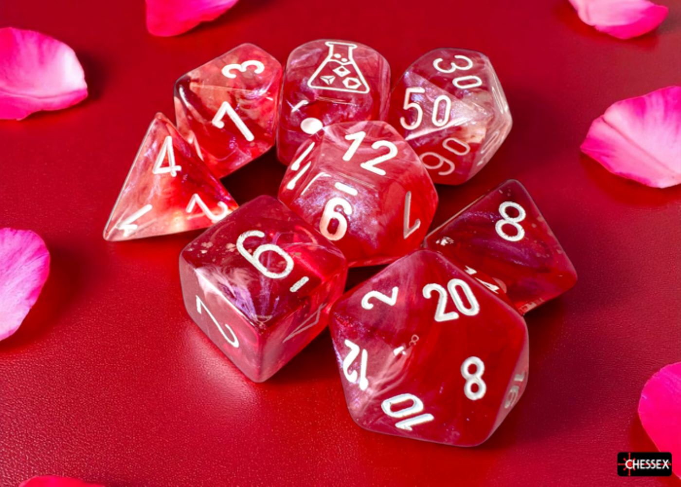 Chessex: Borealis Passion/White Luminary Polyherdal 7-Dice Set