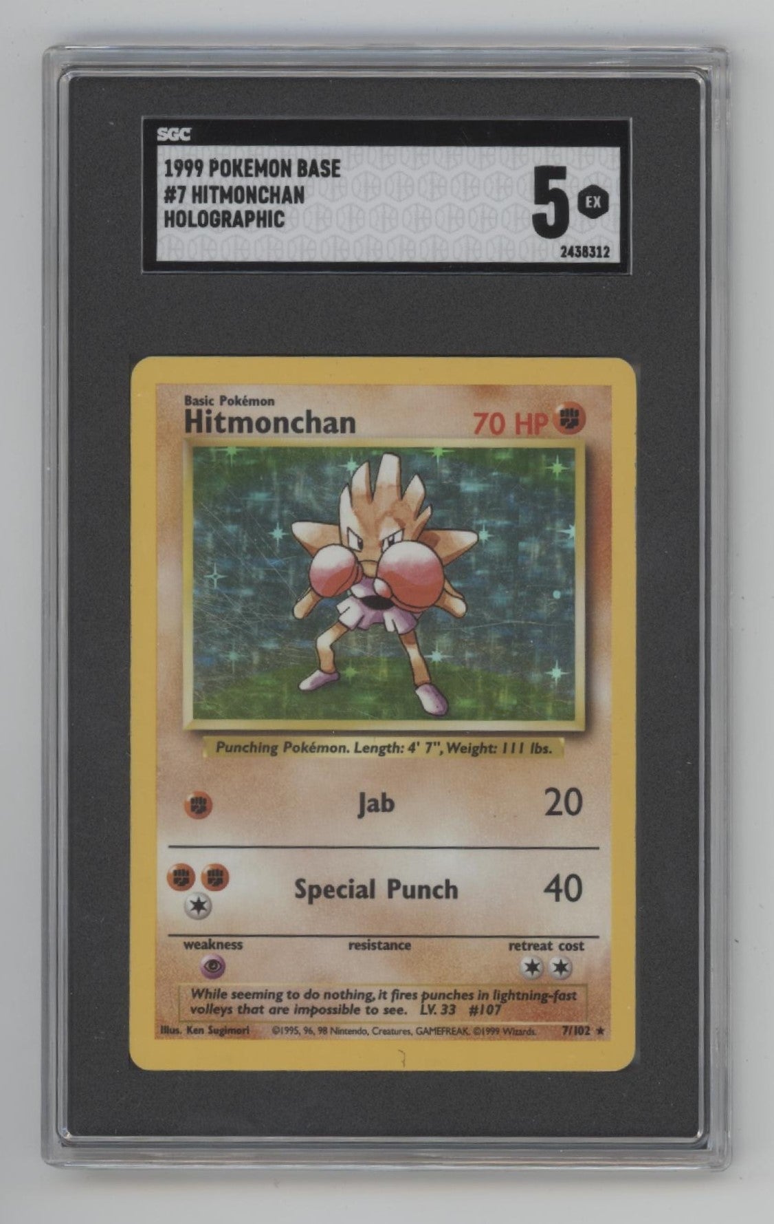 Hitmonchan Pokemon Base Set Holo #7 SGC 5