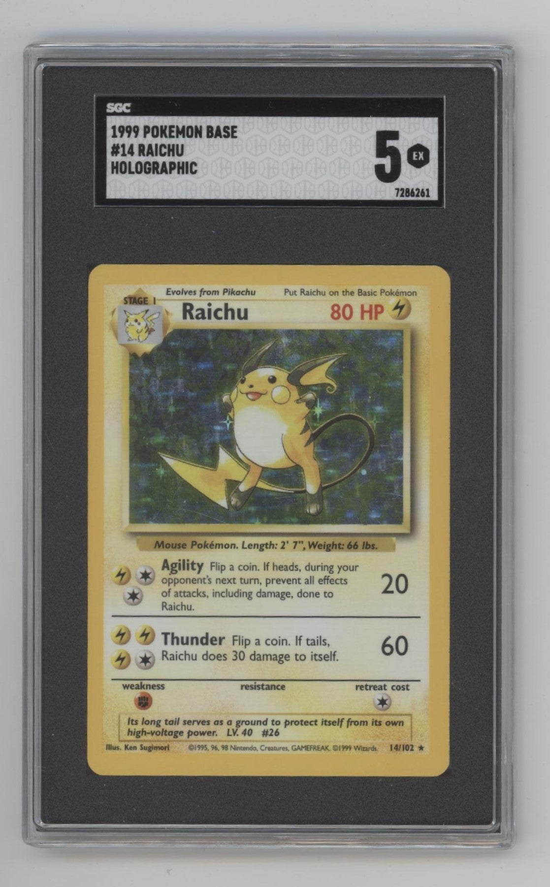 Raichu Pokemon Base Set Holo #14 SGC 5