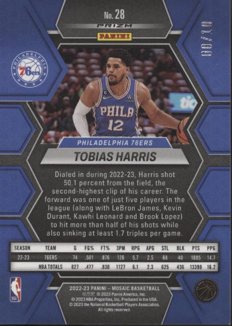 Tobias Harris 2022-23 Panini Mosaic Gold Fast Break Prizm 08/10 #28