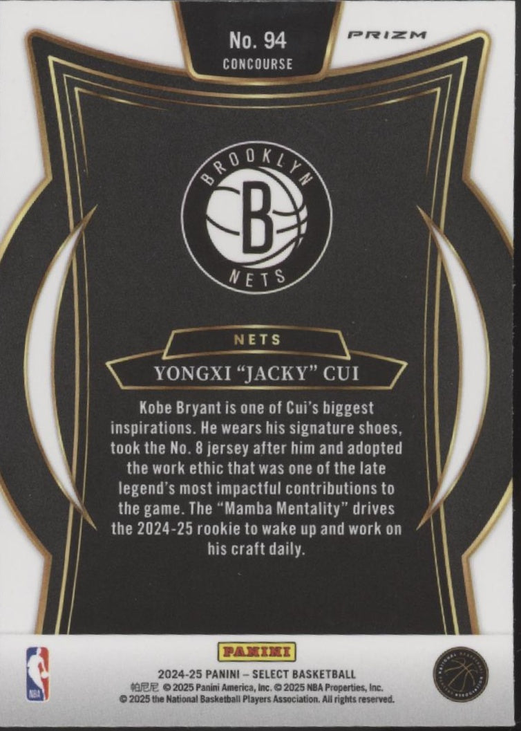 Yongxi Jacky Cui 2024-25 Panini Select Scope Prizm RC #94