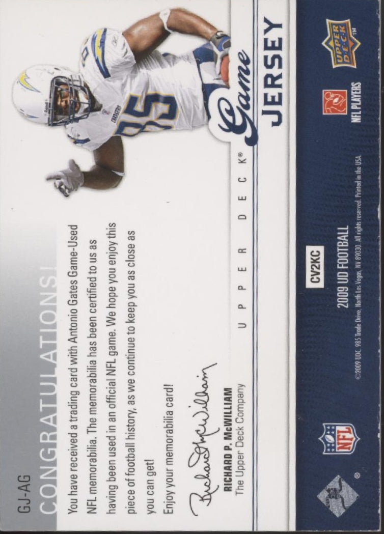 Antonio Gates 2009 Upper Deck Game Jersey Swatch #GJ-AG