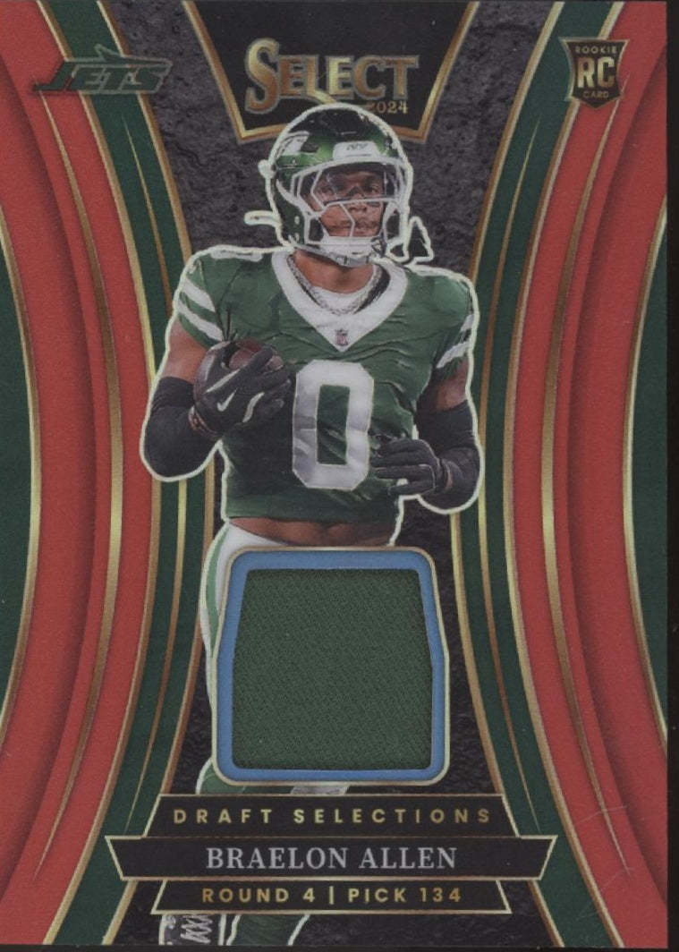 Braelon Allen 2024 Panini Select Red Prizm Swatch RC #DSM-BAN