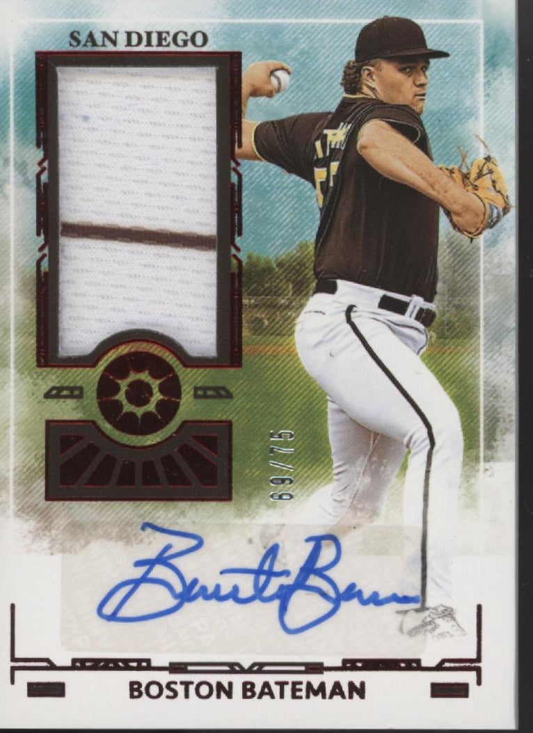 Boston Bateman 2025 Panini Boys of Summer Red Swatch Auto 69/75 #PM-BBM