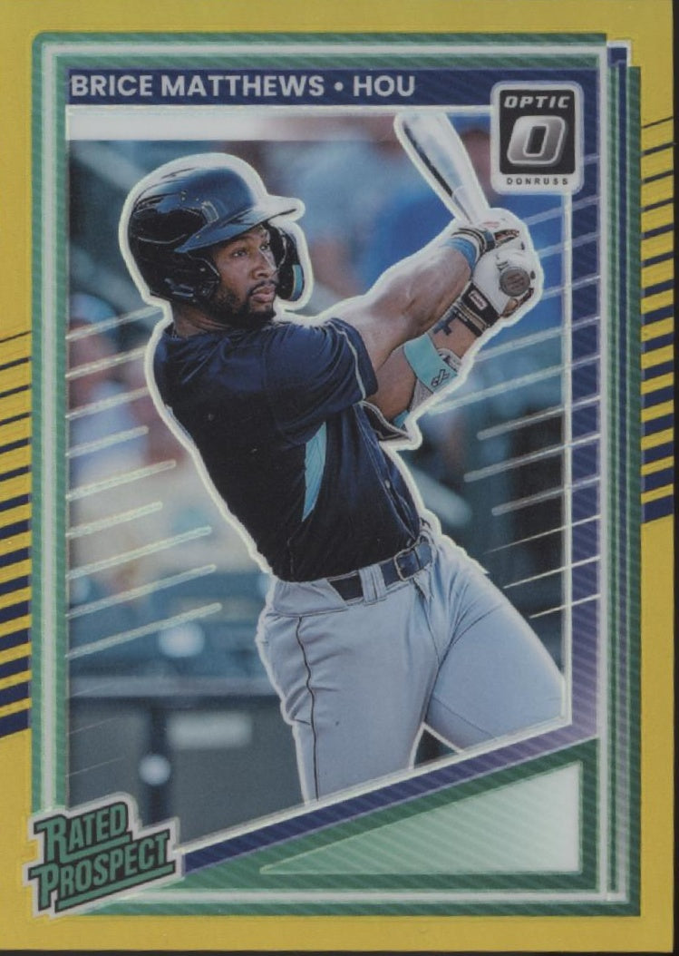 Brice Matthews 2025 Panini Donruss Rated Prospect Gold Prizm 01/10 #153