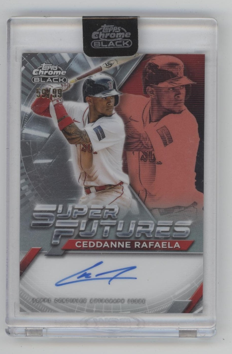 Ceddanne Rafaela 2025 Topps Chrome Black Super Futures Refractor Auto 59/99