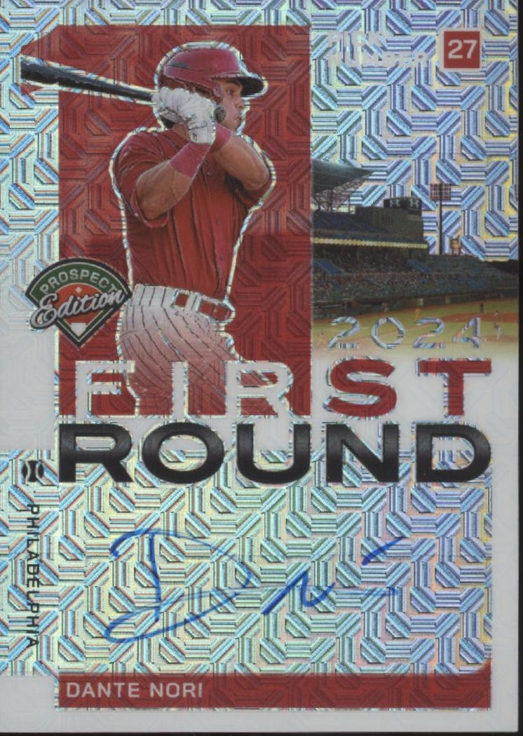 Dante Nori 2024 Panini Prospect Edition First Round Mojo Refractor Auto 02/25