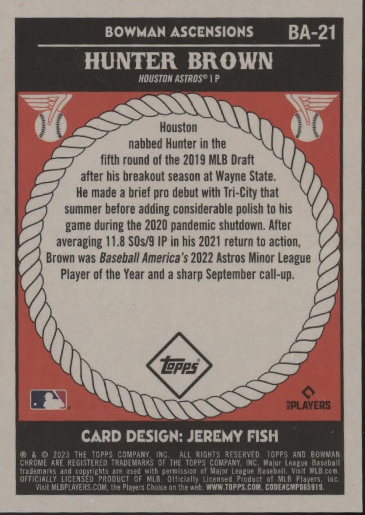 Hunter Brown 2023 Bowman Chrome Ascensions Refractor RC #BA-21