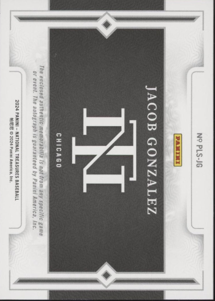 Jacob Gonzalez 2024 Panini National Treasures Prospect Bat Relic Auto 18/49